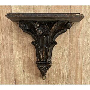 Vintage Ornate Black Gilt Gold Acanthus Wall Shelf Bracket Display Shelves Italy